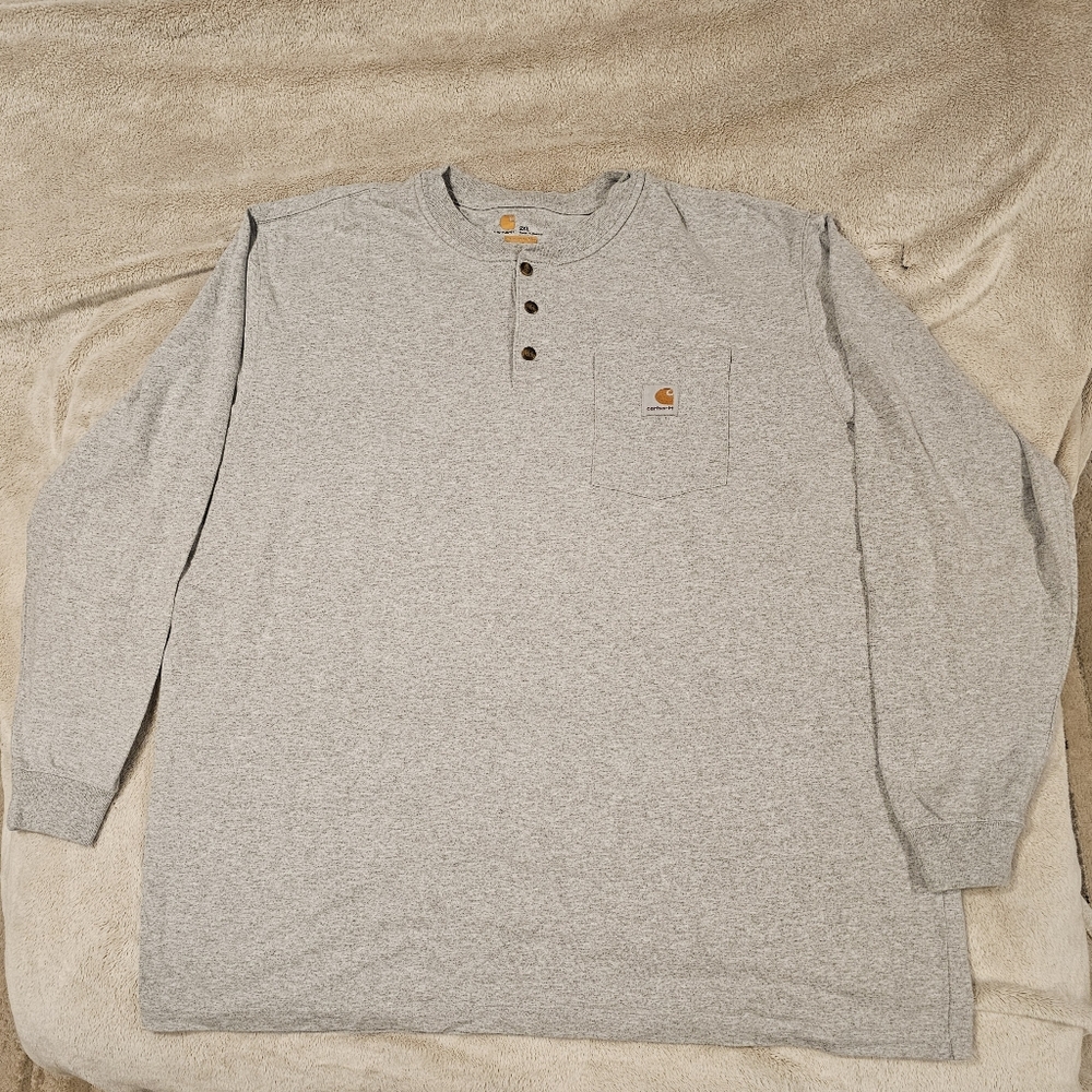 Carhartt Men's‎ Gray Long Sleeve Henley Shirt Size 2XL